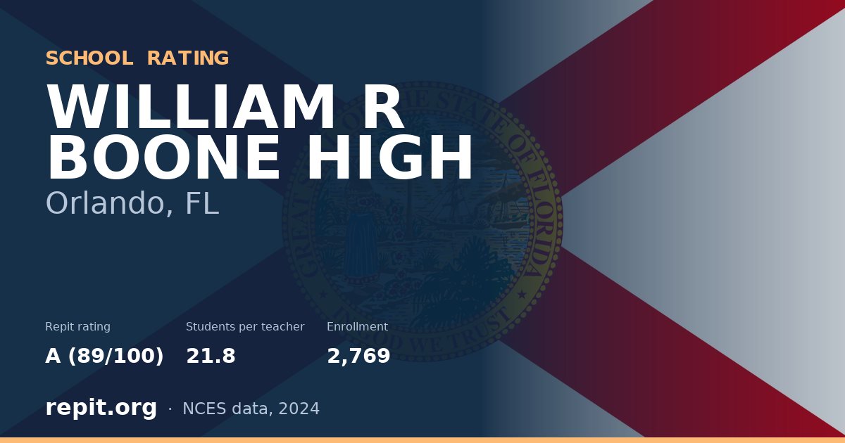 WILLIAM R BOONE HIGH, Orlando, FL — Repit school rating A (89/100)