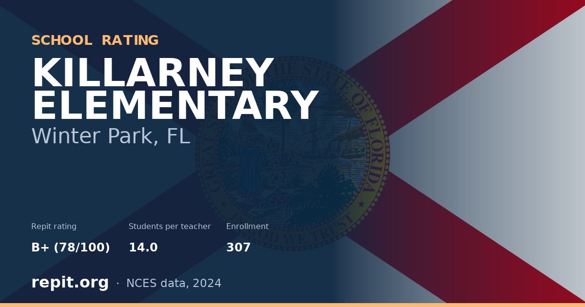 KILLARNEY ELEMENTARY, Winter Park, FL — Repit school rating B+ (78/100)