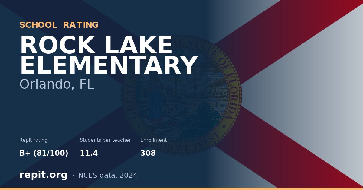 ROCK LAKE ELEMENTARY, Orlando, FL — Repit school rating B+ (81/100)