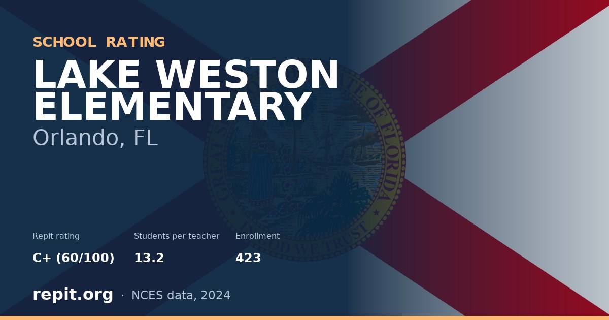 LAKE WESTON ELEMENTARY, Orlando, FL — Repit school rating C+ (60/100)