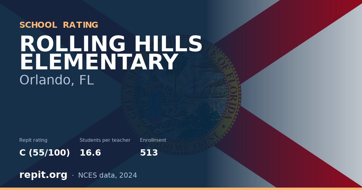 ROLLING HILLS ELEMENTARY, Orlando, FL — Repit school rating C (55/100)