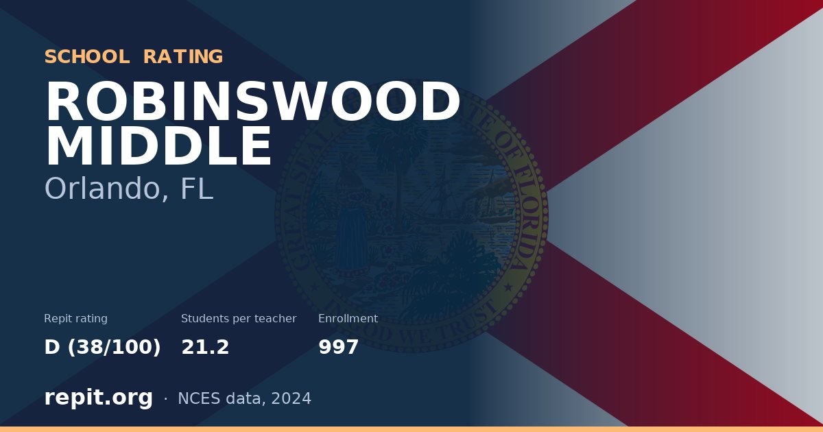 ROBINSWOOD MIDDLE, Orlando, FL — Repit school rating D (38/100)