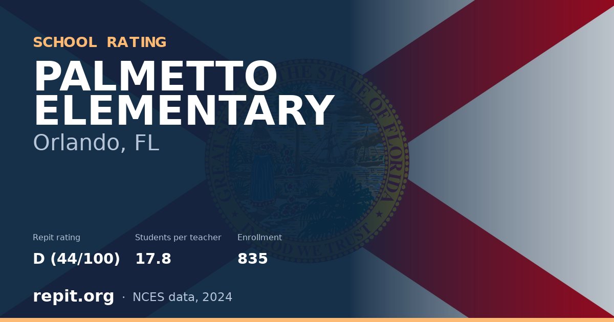 PALMETTO ELEMENTARY, Orlando, FL — Repit school rating D (44/100)
