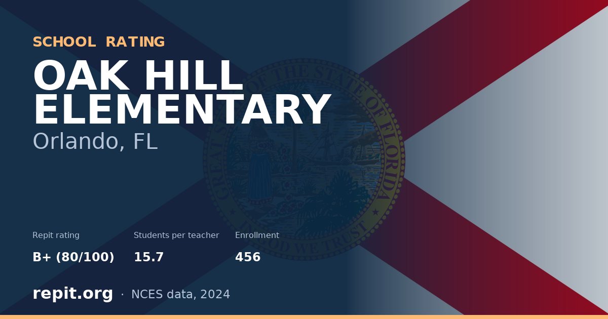 OAK HILL ELEMENTARY, Orlando, FL — Repit school rating B+ (80/100)