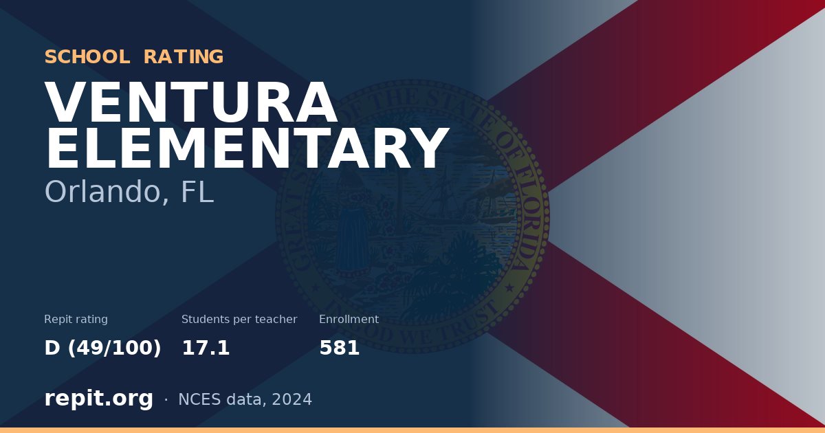 VENTURA ELEMENTARY, Orlando, FL — Repit school rating D (49/100)