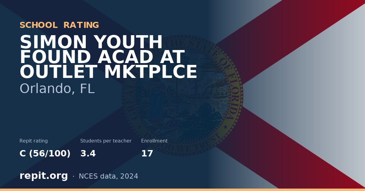 SIMON YOUTH FOUND ACAD AT OUTLET MKTPLCE, Orlando, FL — Repit school rating C (56/100)
