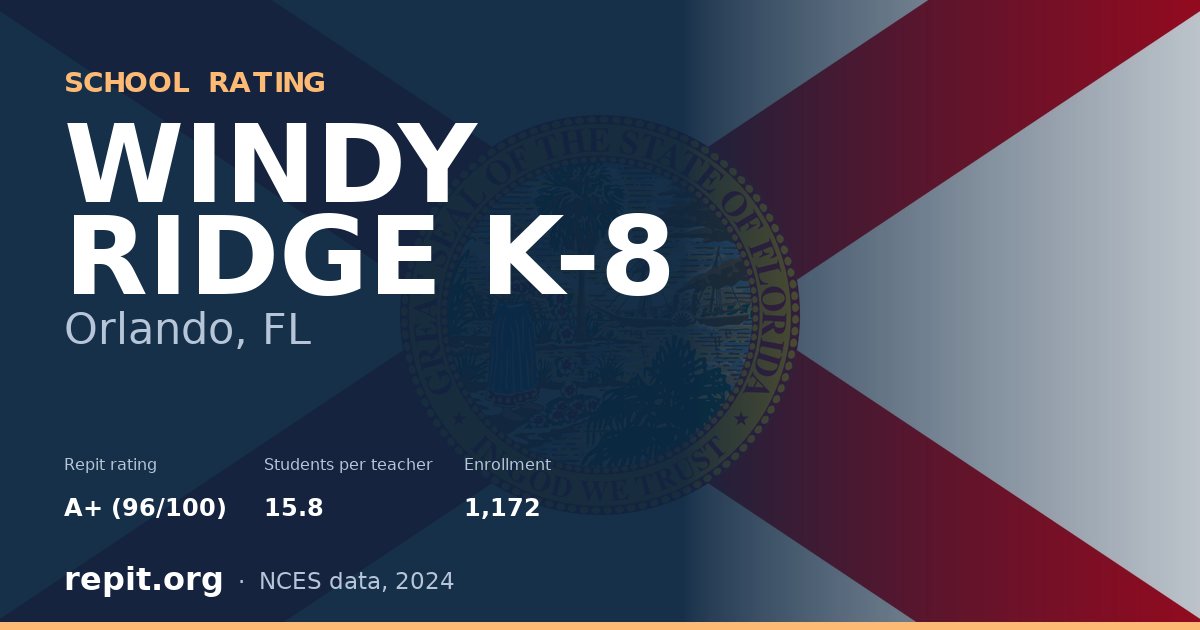 WINDY RIDGE K-8, Orlando, FL — Repit school rating A+ (96/100)