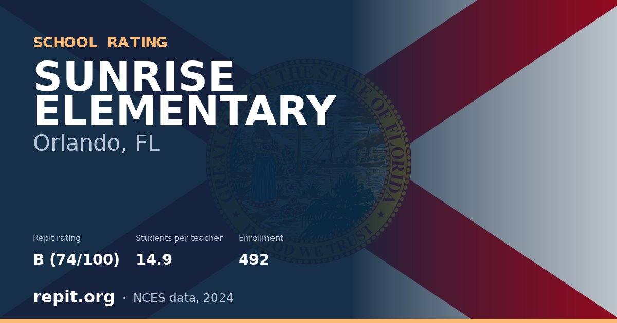 SUNRISE ELEMENTARY, Orlando, FL — Repit school rating B (74/100)
