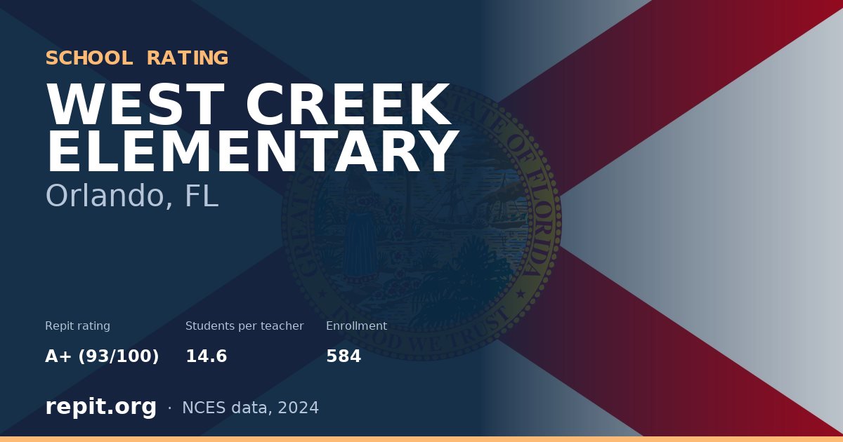 WEST CREEK ELEMENTARY, Orlando, FL — Repit school rating A+ (93/100)