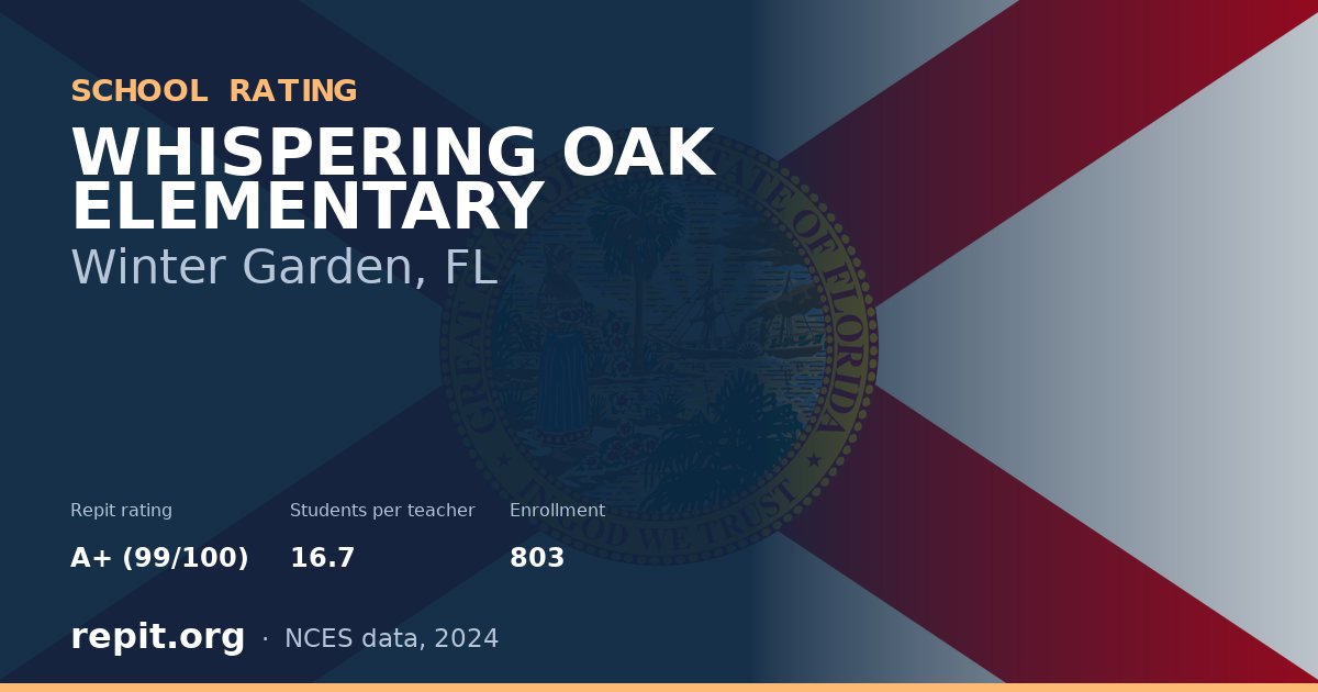WHISPERING OAK ELEMENTARY, Winter Garden, FL — Repit school rating A+ (99/100)