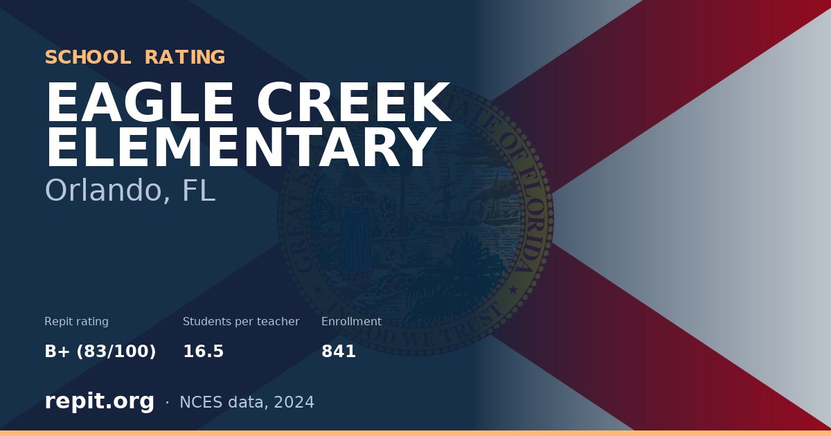 EAGLE CREEK ELEMENTARY, Orlando, FL — Repit school rating B+ (83/100)