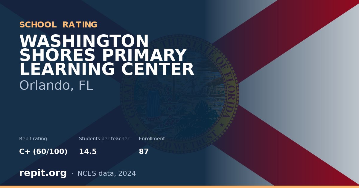 WASHINGTON SHORES PRIMARY LEARNING CENTER, Orlando, FL — Repit school rating C+ (60/100)
