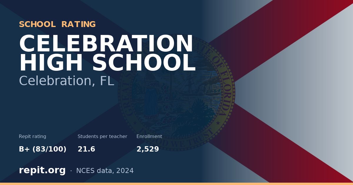 CELEBRATION HIGH SCHOOL, Celebration, FL — Repit school rating B+ (83/100)