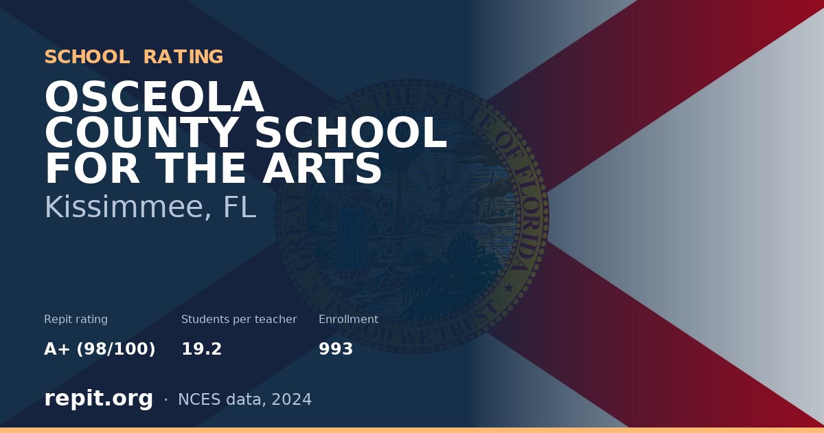 OSCEOLA COUNTY SCHOOL FOR THE ARTS, Kissimmee, FL — Repit school rating A+ (98/100)