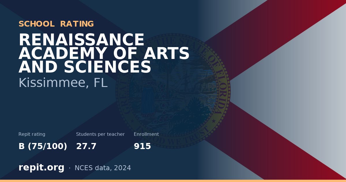 RENAISSANCE ACADEMY OF ARTS AND SCIENCES, Kissimmee, FL — Repit school rating B (75/100)