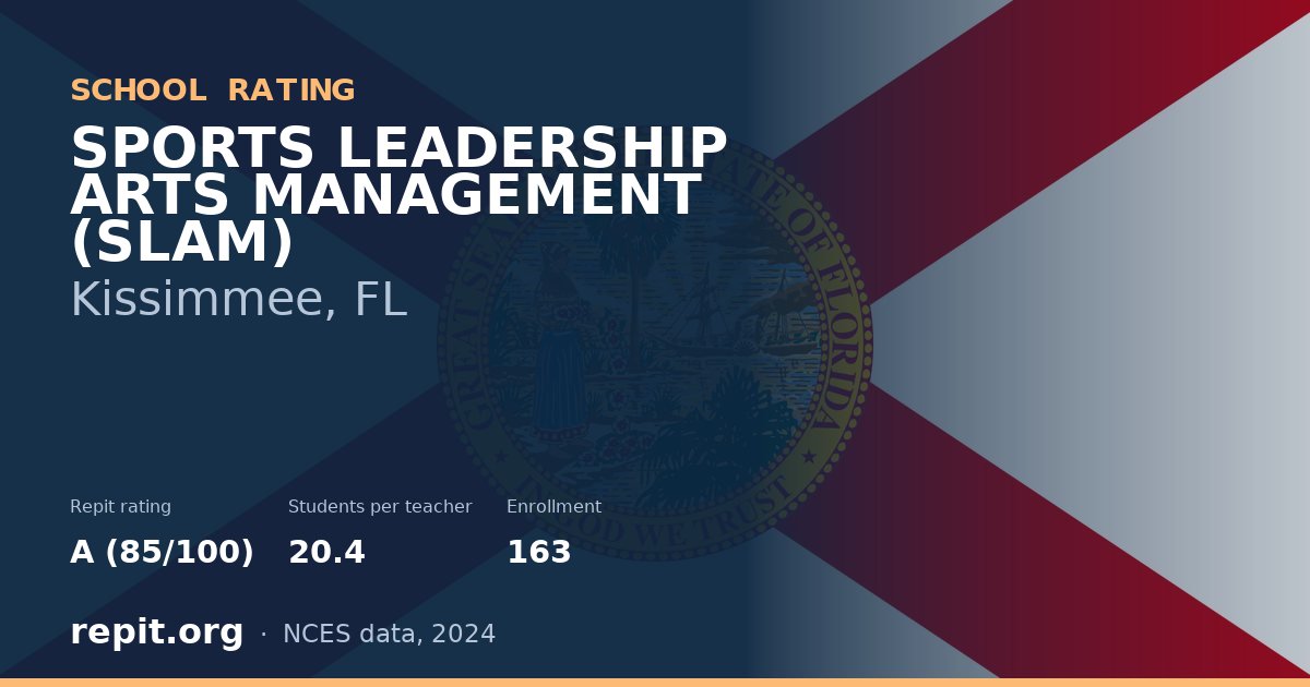 SPORTS LEADERSHIP ARTS MANAGEMENT (SLAM), Kissimmee, FL — Repit school rating A (85/100)