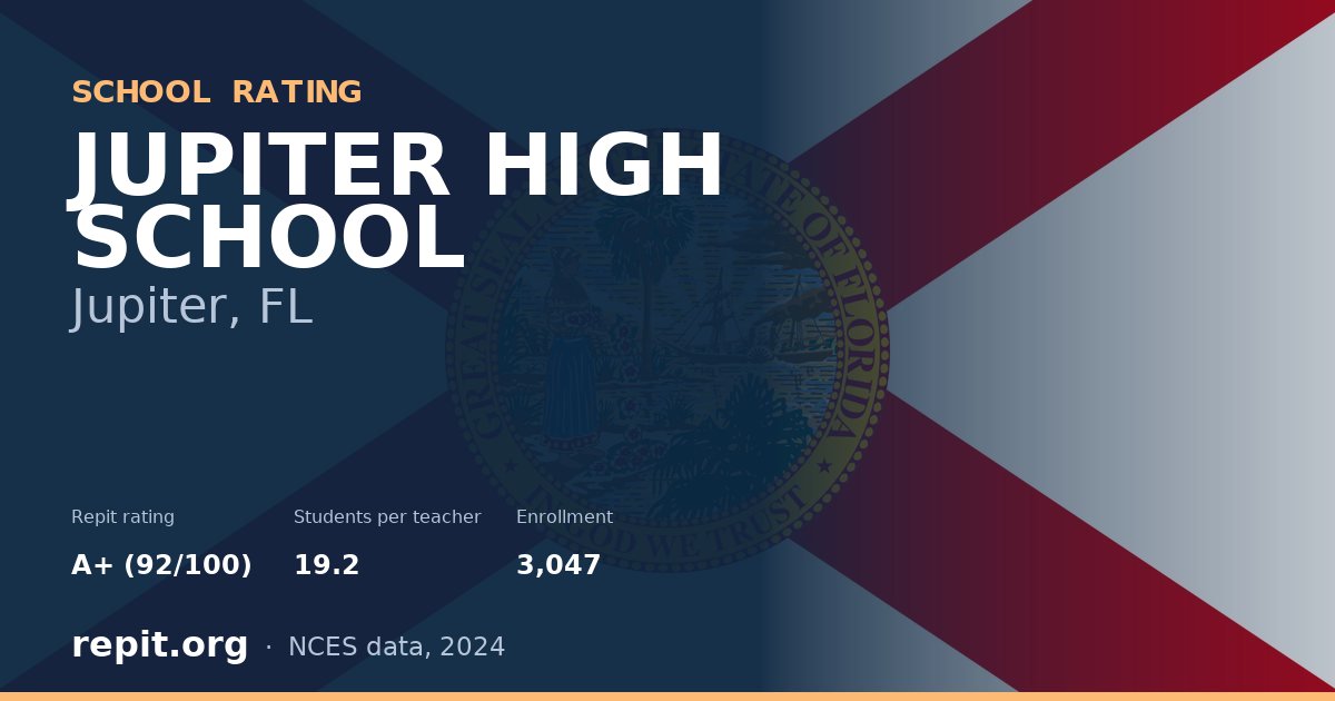 JUPITER HIGH SCHOOL, Jupiter, FL — Repit school rating A+ (92/100)