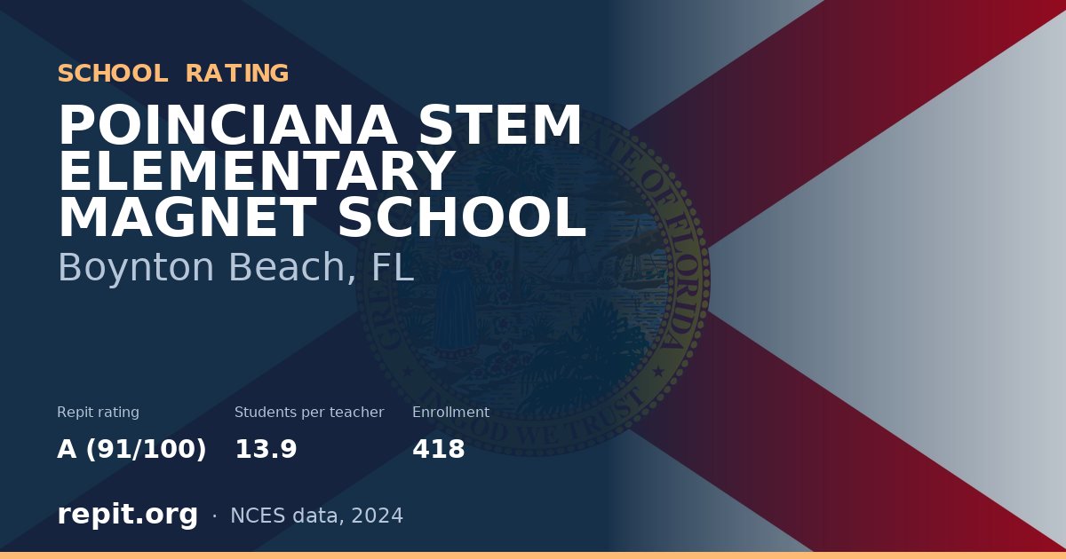 POINCIANA STEM ELEMENTARY MAGNET SCHOOL, Boynton Beach, FL — Repit school rating A (91/100)