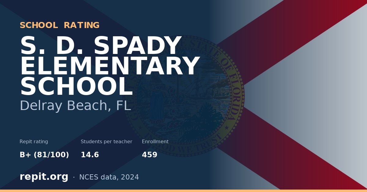 S. D. SPADY ELEMENTARY SCHOOL, Delray Beach, FL — Repit school rating B+ (81/100)