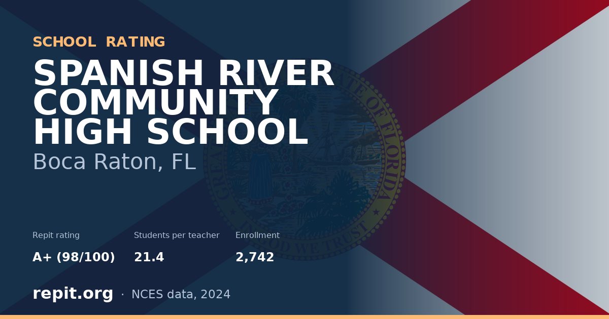 SPANISH RIVER COMMUNITY HIGH SCHOOL, Boca Raton, FL — Repit school rating A+ (98/100)