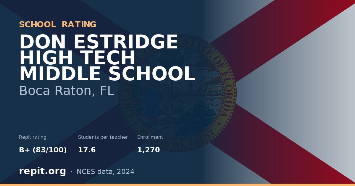 DON ESTRIDGE HIGH TECH MIDDLE SCHOOL, Boca Raton, FL — Repit school rating B+ (83/100)