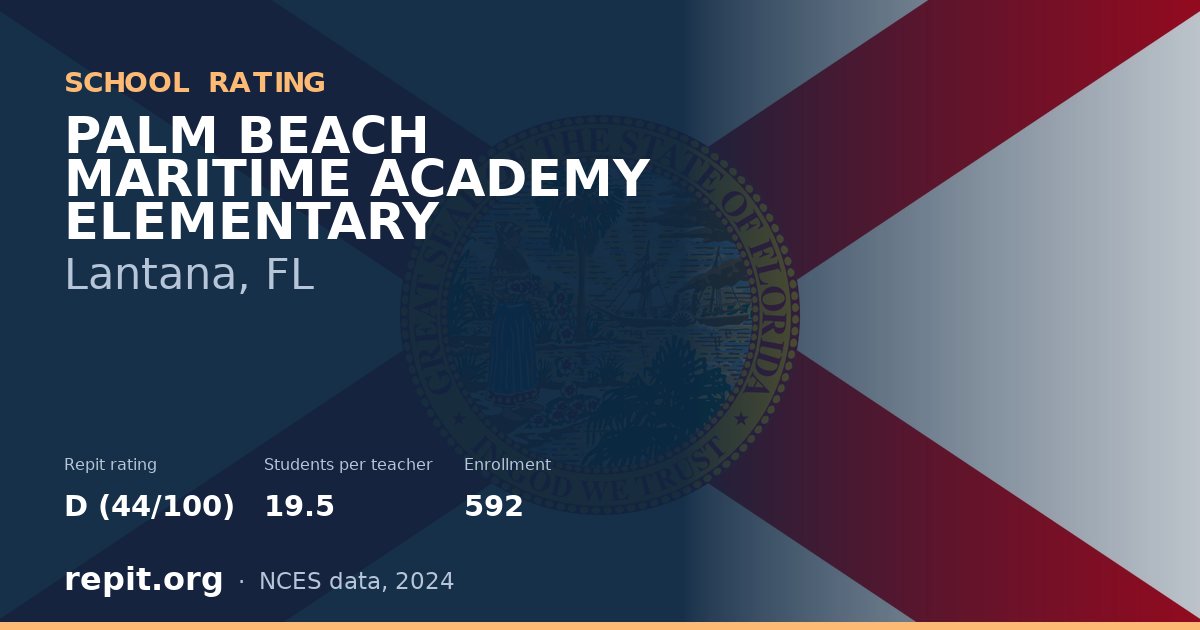 PALM BEACH MARITIME ACADEMY ELEMENTARY, Lantana, FL — Repit school rating D (44/100)