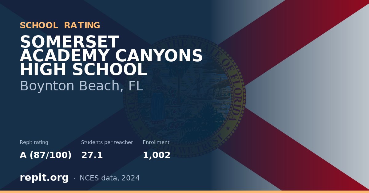 SOMERSET ACADEMY CANYONS HIGH SCHOOL, Boynton Beach, FL — Repit school rating A (87/100)