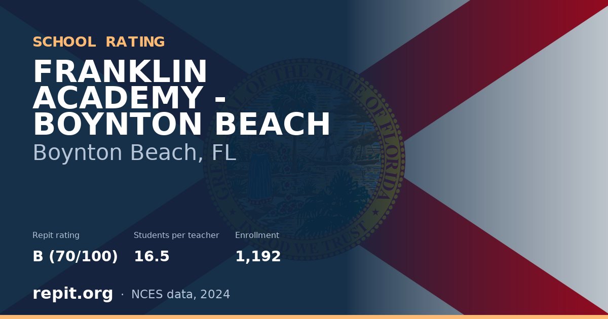 FRANKLIN ACADEMY - BOYNTON BEACH, Boynton Beach, FL — Repit school rating B (70/100)