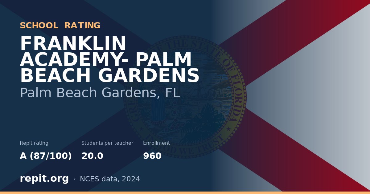 FRANKLIN ACADEMY- PALM BEACH GARDENS, Palm Beach Gardens, FL — Repit school rating A (87/100)