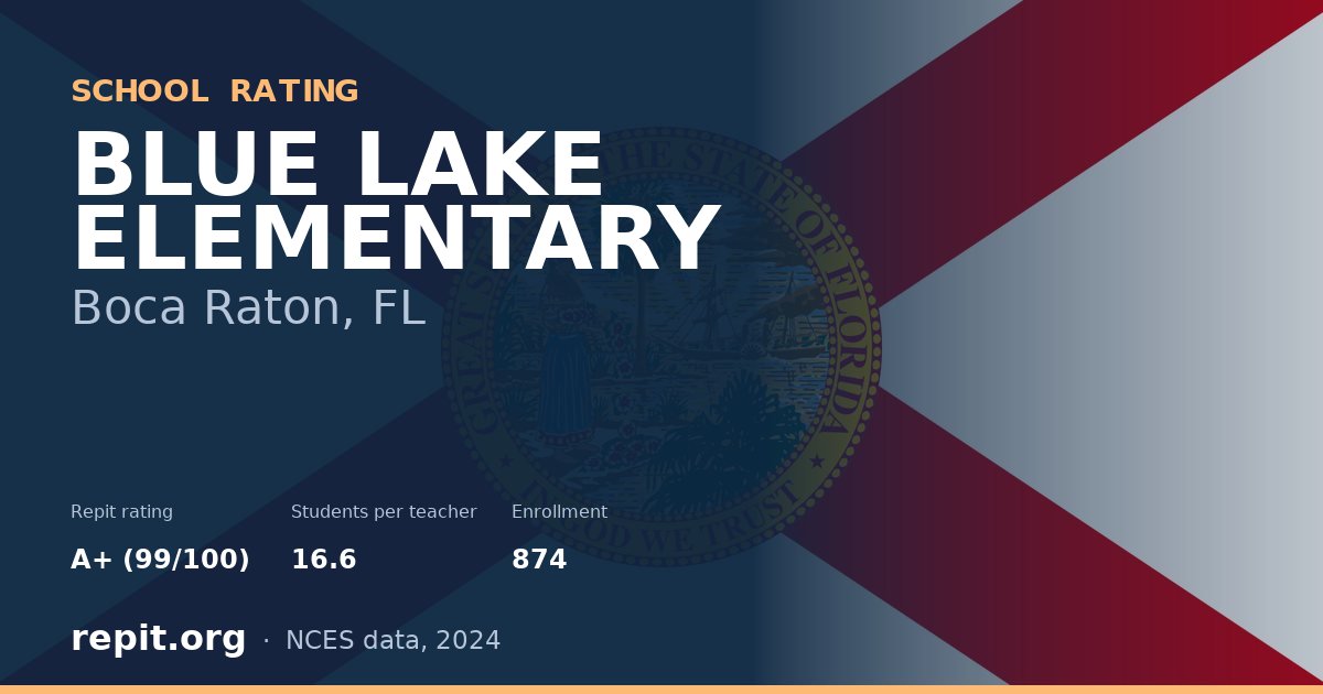 BLUE LAKE ELEMENTARY, Boca Raton, FL — Repit school rating A+ (99/100)