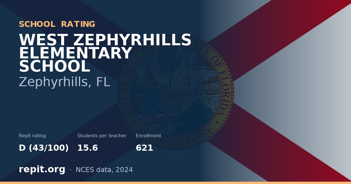 WEST ZEPHYRHILLS ELEMENTARY SCHOOL, Zephyrhills, FL — Repit school rating D (43/100)