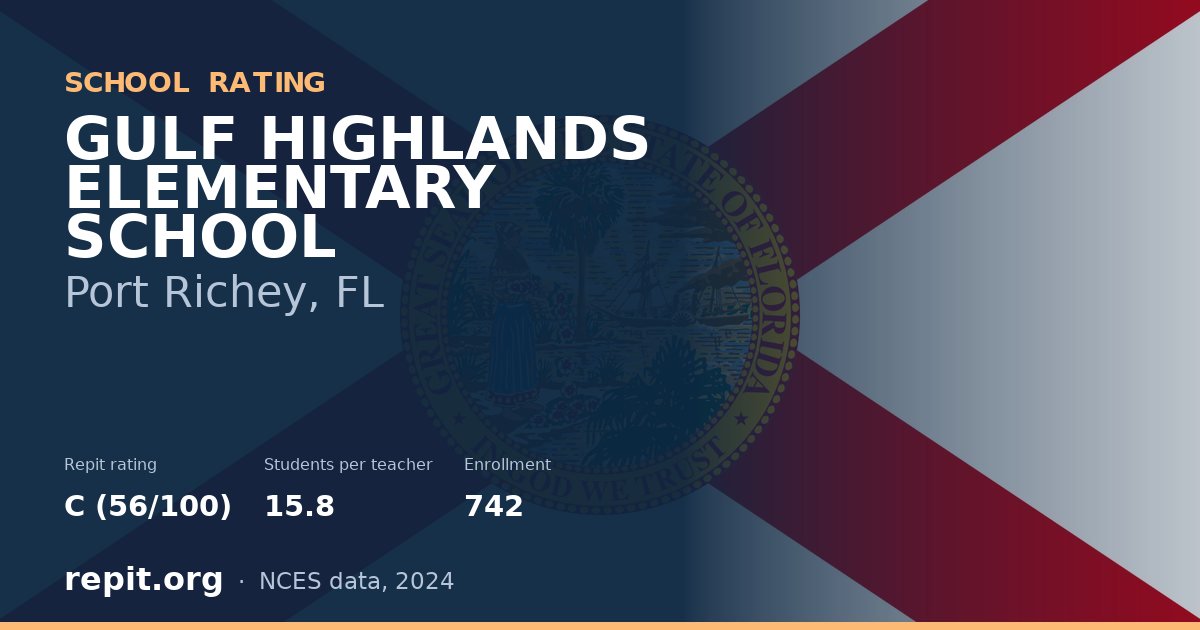 GULF HIGHLANDS ELEMENTARY SCHOOL, Port Richey, FL — Repit school rating C (56/100)