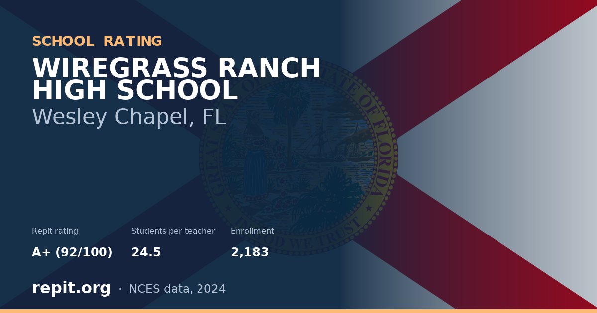 WIREGRASS RANCH HIGH SCHOOL, Wesley Chapel, FL — Repit school rating A+ (92/100)