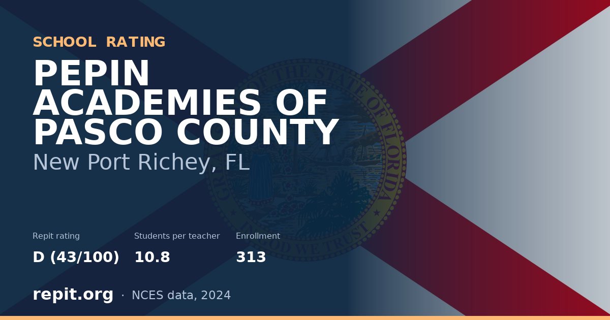 PEPIN ACADEMIES OF PASCO COUNTY, New Port Richey, FL — Repit school rating D (43/100)
