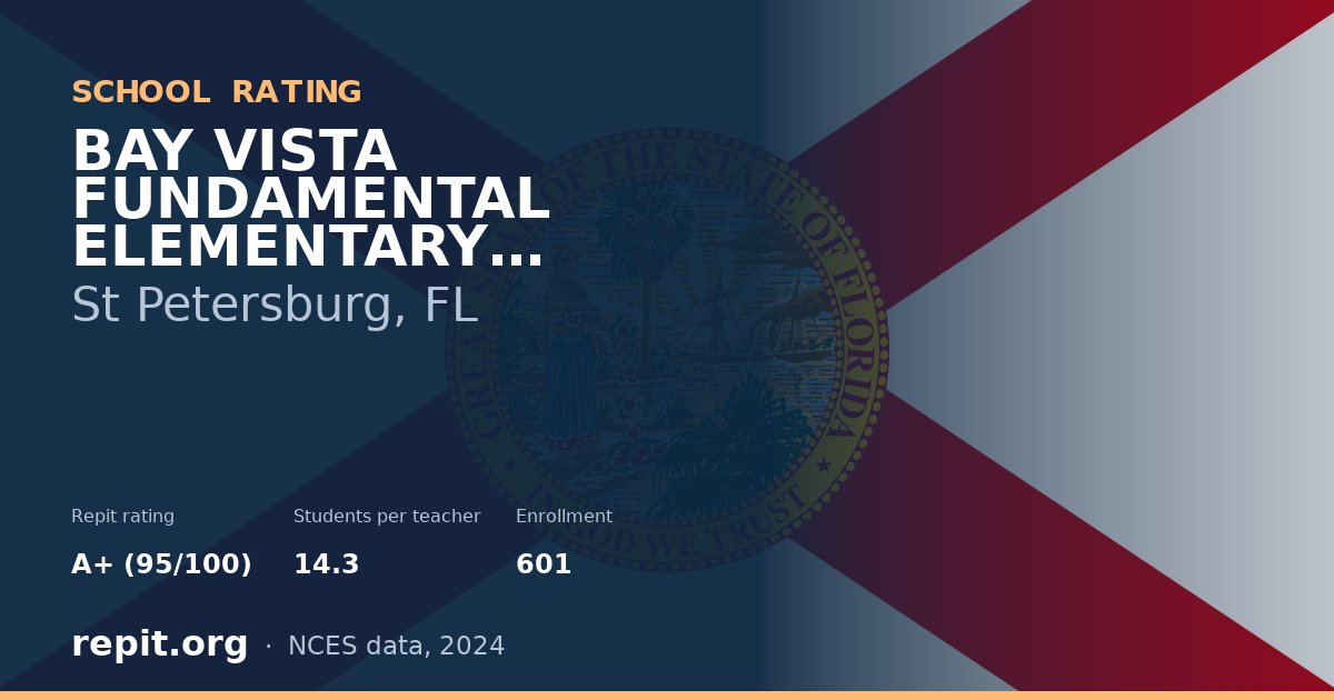 BAY VISTA FUNDAMENTAL ELEMENTARY SCHOOL, St Petersburg, FL — Repit school rating A+ (95/100)