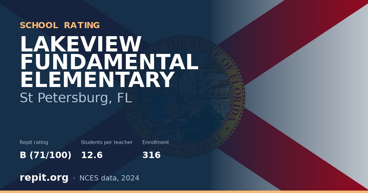 LAKEVIEW FUNDAMENTAL ELEMENTARY, St Petersburg, FL — Repit school rating B (71/100)