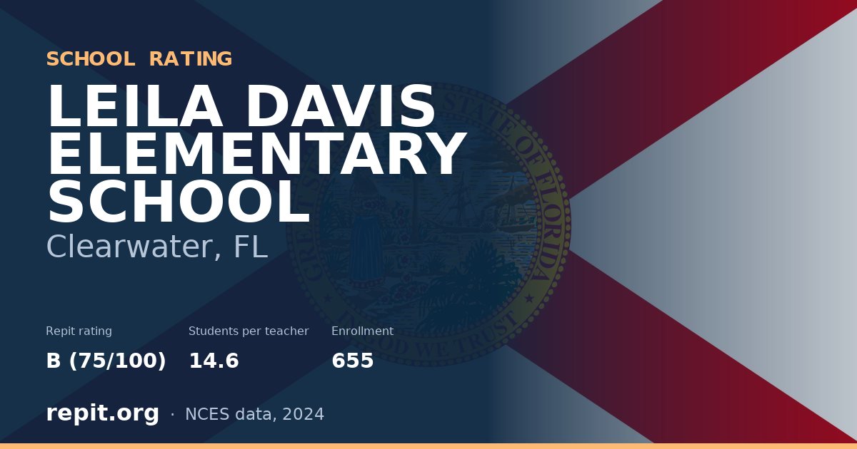 LEILA DAVIS ELEMENTARY SCHOOL, Clearwater, FL — Repit school rating B (75/100)