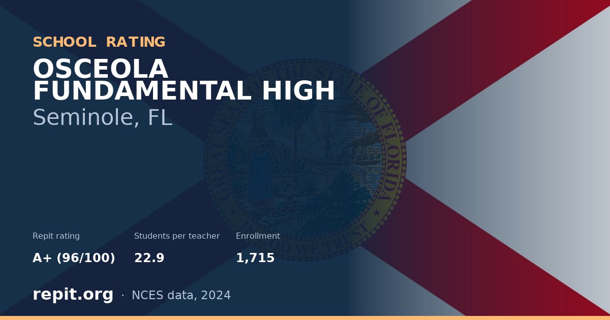 OSCEOLA FUNDAMENTAL HIGH, Seminole, FL — Repit school rating A+ (96/100)