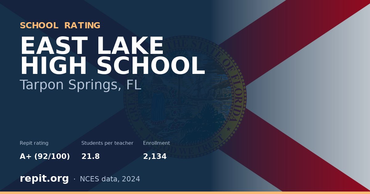 EAST LAKE HIGH SCHOOL, Tarpon Springs, FL — Repit school rating A+ (92/100)