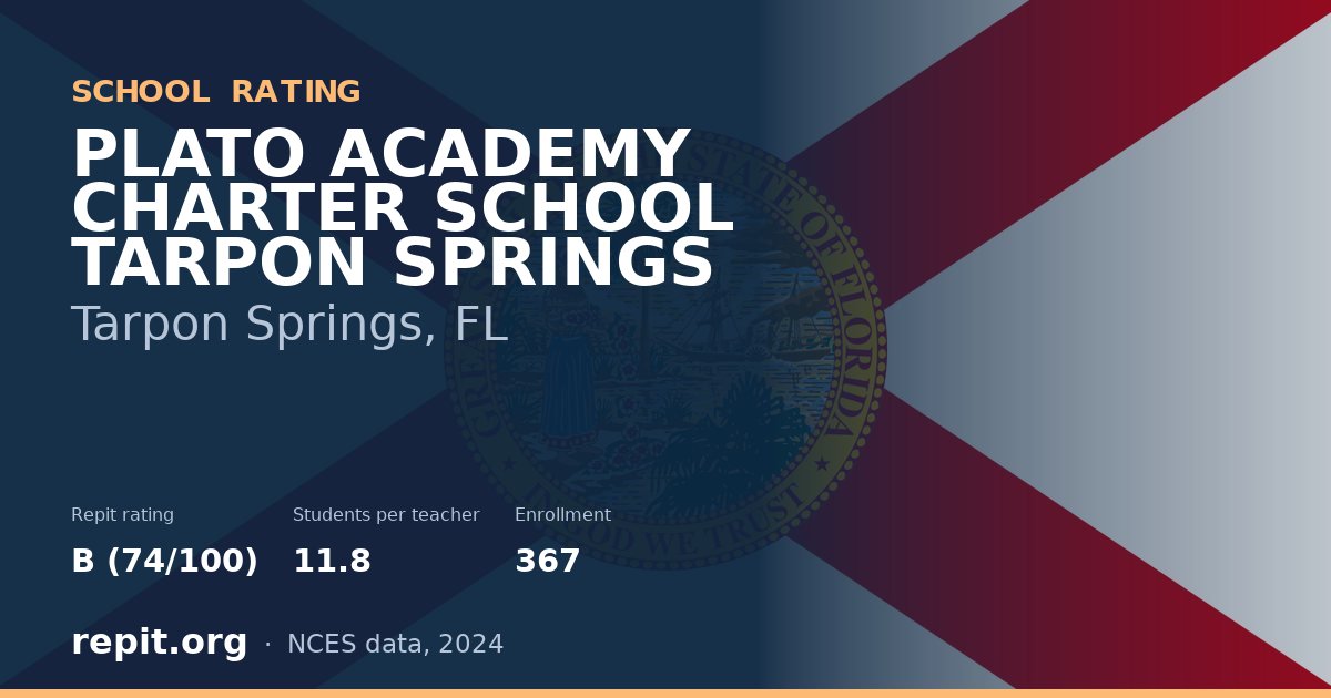 PLATO ACADEMY CHARTER SCHOOL TARPON SPRINGS, Tarpon Springs, FL — Repit school rating B (74/100)