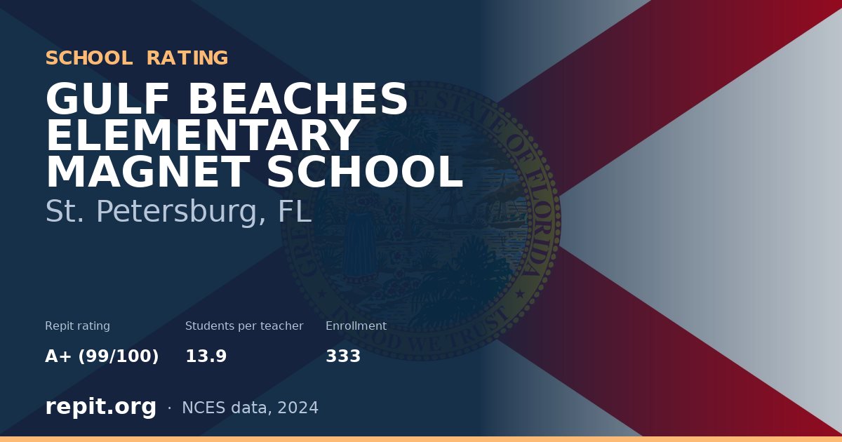 GULF BEACHES ELEMENTARY MAGNET SCHOOL, St. Petersburg, FL — Repit school rating A+ (99/100)
