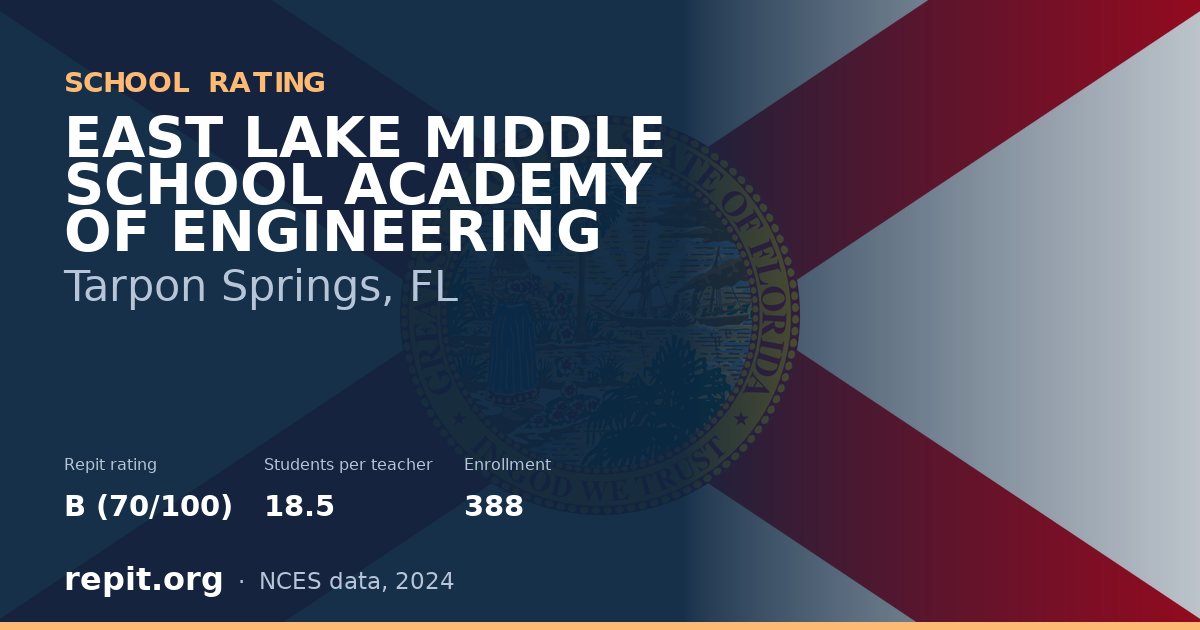 EAST LAKE MIDDLE SCHOOL ACADEMY OF ENGINEERING, Tarpon Springs, FL — Repit school rating B (70/100)