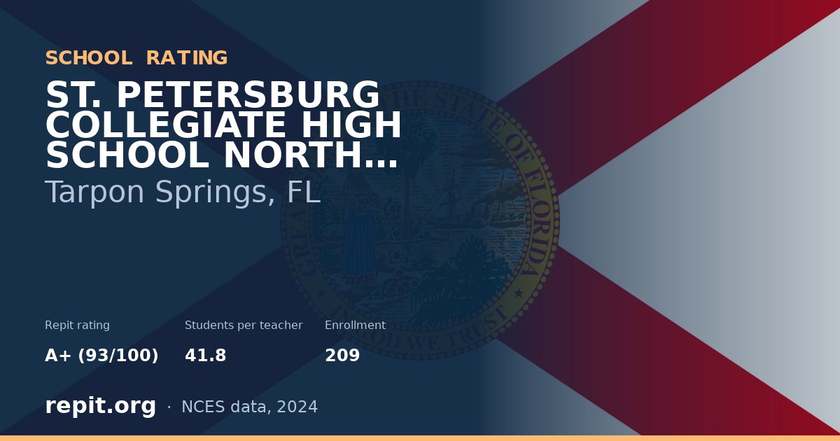 ST. PETERSBURG COLLEGIATE HIGH SCHOOL NORTH PINELLAS, Tarpon Springs, FL — Repit school rating A+ (93/100)