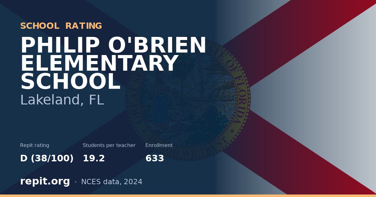 PHILIP O'BRIEN ELEMENTARY SCHOOL, Lakeland, FL — Repit school rating D (38/100)