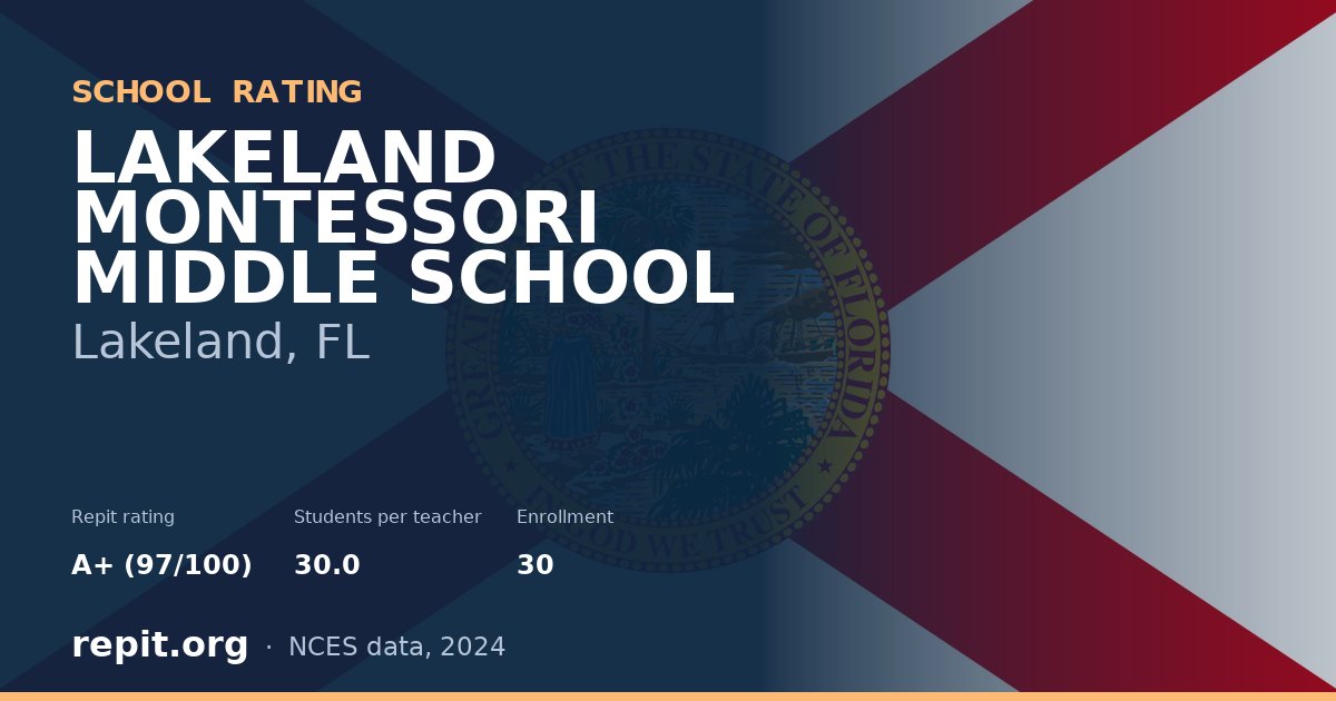 LAKELAND MONTESSORI MIDDLE SCHOOL, Lakeland, FL — Repit school rating A+ (97/100)