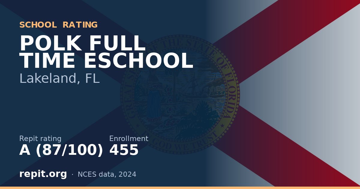 POLK FULL TIME ESCHOOL, Lakeland, FL — Repit school rating A (87/100)