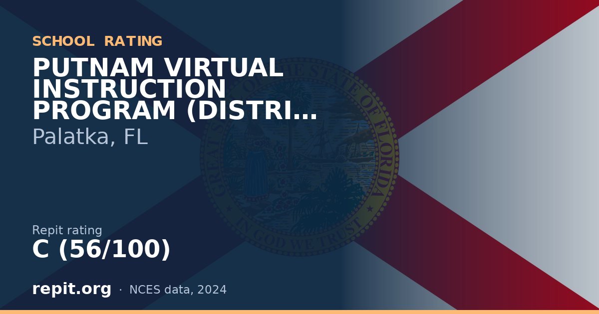 PUTNAM VIRTUAL INSTRUCTION PROGRAM (DISTRICT PROVIDED), Palatka, FL — Repit school rating C (56/100)