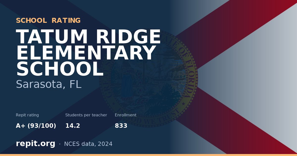 TATUM RIDGE ELEMENTARY SCHOOL, Sarasota, FL — Repit school rating A+ (93/100)