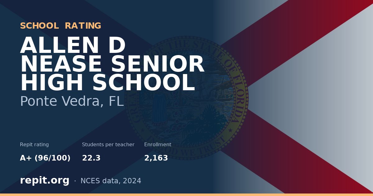 ALLEN D NEASE SENIOR HIGH SCHOOL, Ponte Vedra, FL — Repit school rating A+ (96/100)