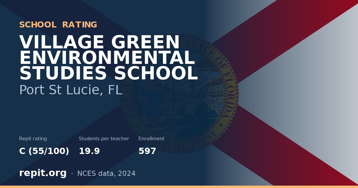 VILLAGE GREEN ENVIRONMENTAL STUDIES SCHOOL, Port St Lucie, FL — Repit school rating C (55/100)